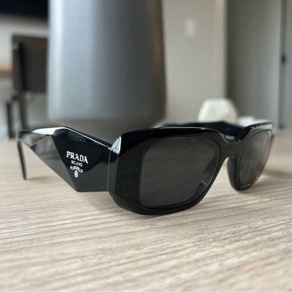 Prada Black Chunky Rectangular Sunglasses - image 1